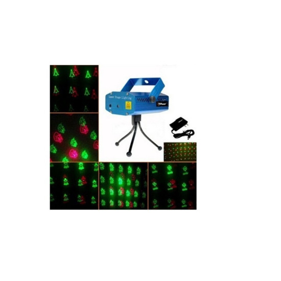 Mini Φωτορυθμικό Χριστουγεννιάτικο Laser Stage Lighting 50W Με Κόκκινο Και Πράσινο Χρώμα (8055) - ΟΕΜ
