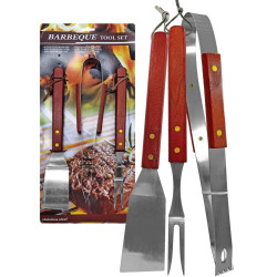 Εργαλεία bbq με Ξύλινη Λαβή σετ=3 τεμ 33cm Homie 1011098