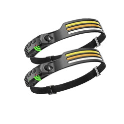 Σετ 2 pcs Επαναφορτιζόμενοι Φακόι Κεφαλής Με 90LED Κόκκινο Λευκό και Πορτοκαλί Φωτισμού OEM