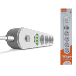 Πολύπριζο με 4 πρίζες EU και 4 θύρες USB λευκό SE4432 LDNIO