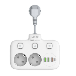 Πολύπριζο με 2 υποδοχές AC 3x USB, USB-C SE2435 2500W (λευκό) LDNIO