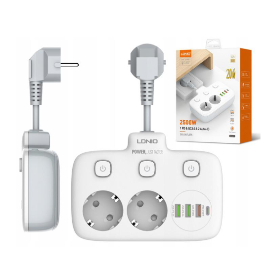 Πολύπριζο με 2 υποδοχές AC 3x USB, USB-C SE2435 2500W (λευκό) LDNIO