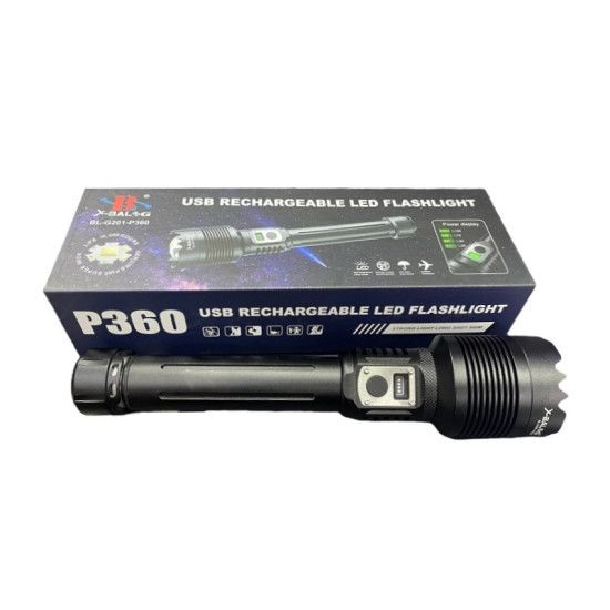 LED Επαναφορτιζόμενος Φακός Χειρός X-Balog BL-G201-P360 - ΟΕΜ
