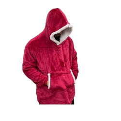 Huggle Φούτερ Κουβέρτα Βελουτέ με Μανίκια και Κουκούλα Κόκκινη – OEM