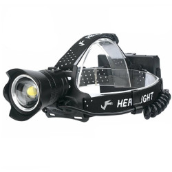 LED επαναφορτιζόμενος φακός κεφαλής P70 1000LM IPX6 με 5 λειτουργίες φωτισμού μαύρος OEM