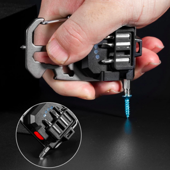 Πολυεργαλείο Μπρελόκ Αλουμινίου με Επαναφορτιζόμενο Φακό LED COB Andowl Q-D911 Μαύρο