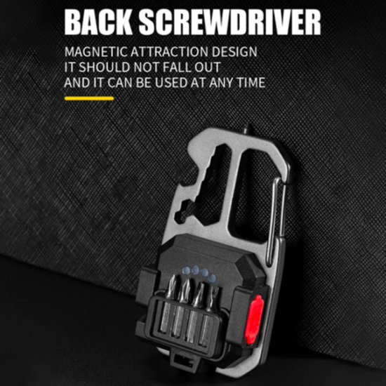 Πολυεργαλείο Μπρελόκ Αλουμινίου με Επαναφορτιζόμενο Φακό LED COB Andowl Q-D911 Μαύρο