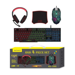 ΣΕΤ GAMING ΠΛΗΚΤΡΟΛΟΓΙΟ ΜΕ RGB ΦΩΤΙΣΜΟ & ΠΟΝΤΙΚΙ AS-1088 4τεμ. ΟΕΜ