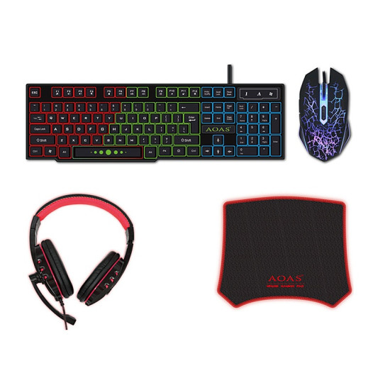 ΣΕΤ GAMING ΠΛΗΚΤΡΟΛΟΓΙΟ ΜΕ RGB ΦΩΤΙΣΜΟ & ΠΟΝΤΙΚΙ AS-1088 4τεμ. ΟΕΜ
