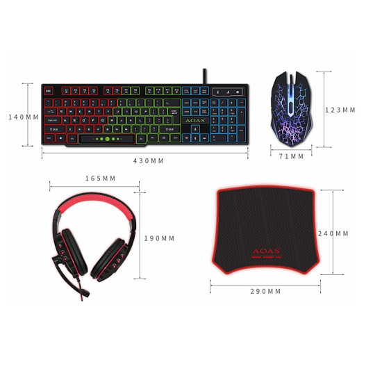 ΣΕΤ GAMING ΠΛΗΚΤΡΟΛΟΓΙΟ ΜΕ RGB ΦΩΤΙΣΜΟ & ΠΟΝΤΙΚΙ AS-1088 4τεμ. ΟΕΜ