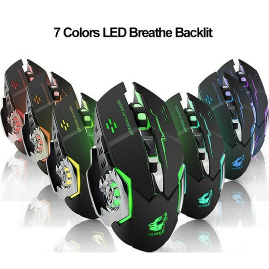 Ασύρματο φωτιζόμενο ποντίκι υψηλής ταχύτητας gaming μαύρο 2.4Ghz Q13 T-WOLF OEM
