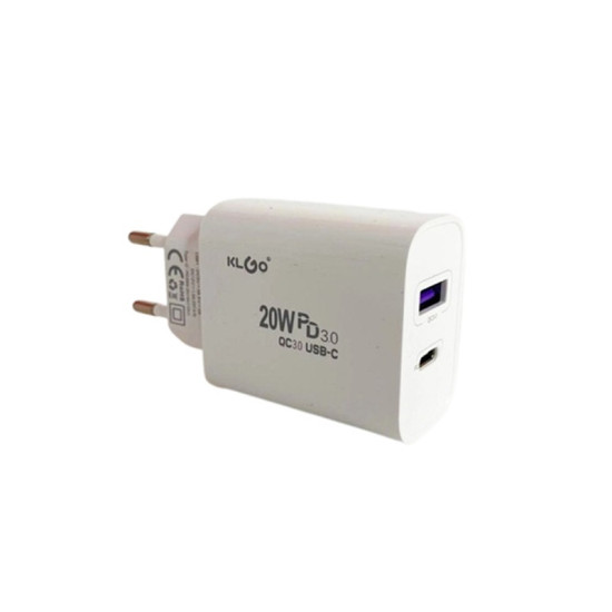Φορτιστής Χωρίς Καλώδιο με Θύρα USB-A και Θύρα USB-C 20W Quick Charge 3.0 Λευκός (PD-300)
