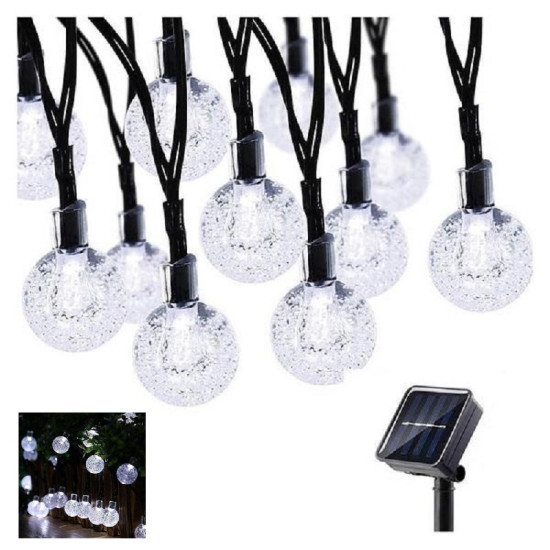 Ηλιακή αδιάβροχη γιρλάντα εξωτερικού χώρου 30 LED Λευκό Ψυχρό – ΟΕΜ