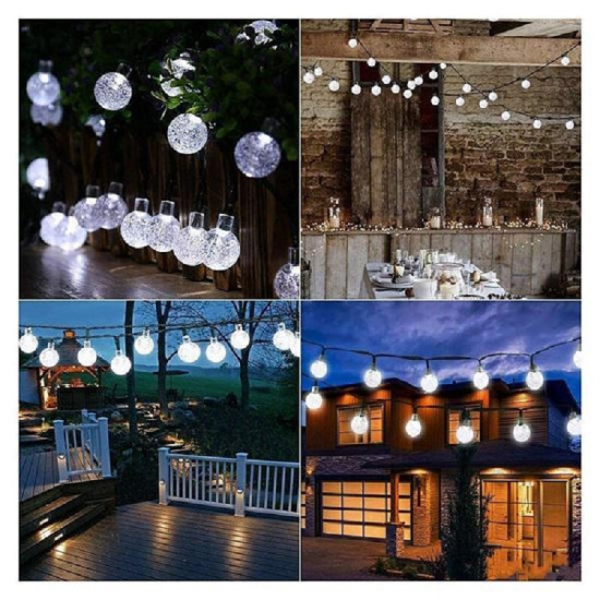 Ηλιακή αδιάβροχη γιρλάντα εξωτερικού χώρου 30 LED Λευκό Ψυχρό – ΟΕΜ