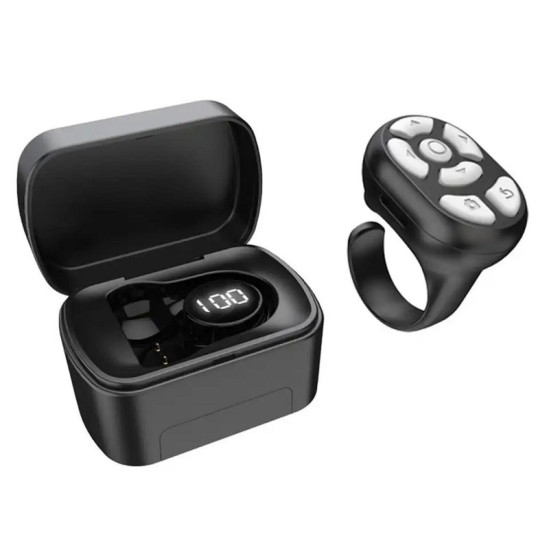 Ασύρματο Χειριστήριο-Δαχτυλίδι Bluetooth Κινητού για Απομακρυσμένη Διαχείριση Εφαρμογών, Selfie και Βίντεο Μαύρο ΟΕΜ