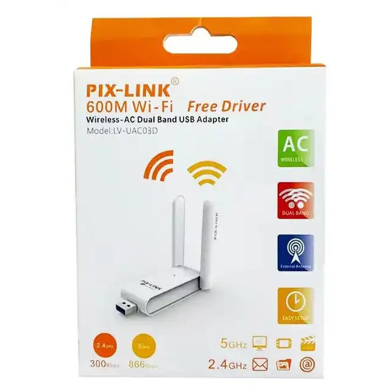 Ασύρματος USB Αντάπτορας Δικτύου 600Mbps Pix-Link 2.4/5GHZ - ΟΕΜ
