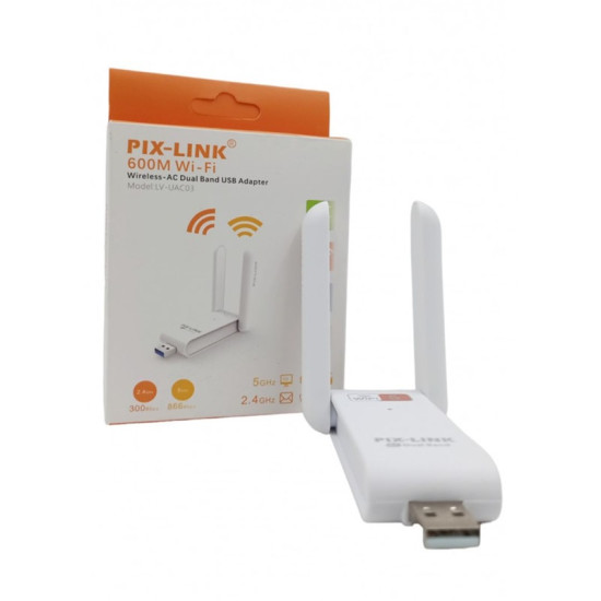 Ασύρματος USB Αντάπτορας Δικτύου 600Mbps Pix-Link 2.4/5GHZ - ΟΕΜ