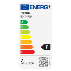 Λάμπα LED C37 Ε14 Θερμό Λευκό 7W Homie 108534