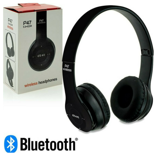 Ασύρματα ακουστικά – Headphones – P47 – Black – OEM Ασύρματα ακουστικά – Headphones – P47 – Black – OEM