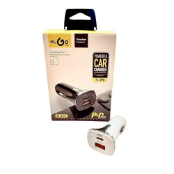 Γρήγορος φορτιστής αυτοκινήτου 12v για iPhone 2x USB TYPE C TYPE A QC 3.0 PD 25W – KLGO TC-9PD Λευκό
