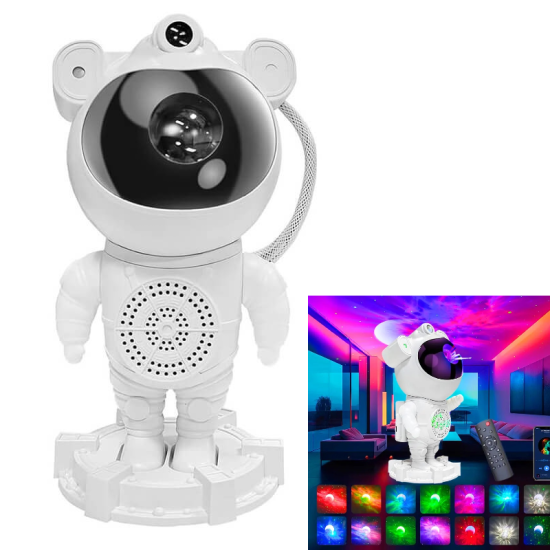 Παιδικό φωτιστικό Projector Astronaut star light με ηχείο Λευκό - ΟΕΜ