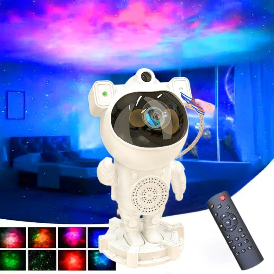 Παιδικό φωτιστικό Projector Astronaut star light με ηχείο Λευκό - ΟΕΜ