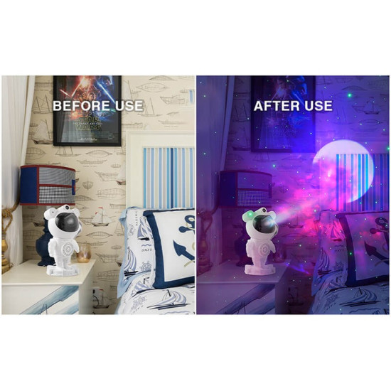 Παιδικό φωτιστικό Projector Astronaut star light με ηχείο Λευκό - ΟΕΜ
