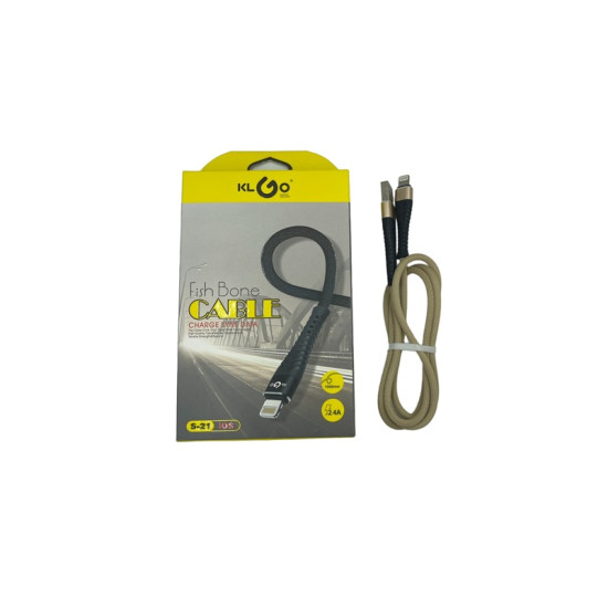 Καλώδιο Ταχείας Φόρτισης USB to Lightning Χρυσό 1m KLGO S-21 Καλώδιο Ταχείας Φόρτισης USB to Lightning Χρυσό 1m KLGO S-21