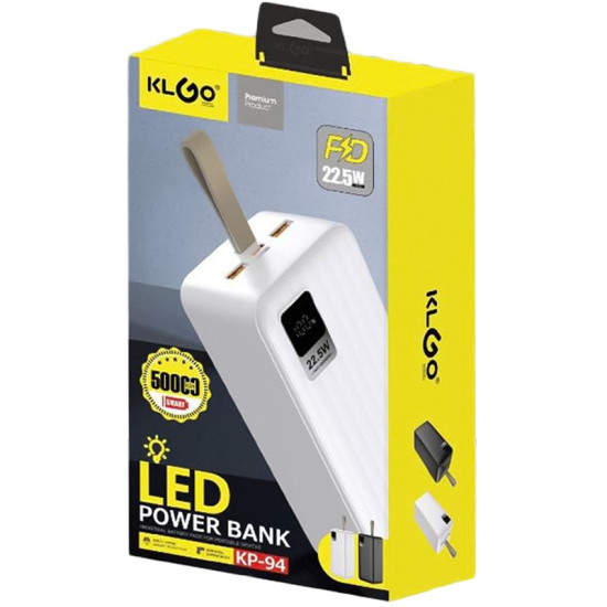 KLGO KP-94 Power Bank 50000mAh 22.5W Λευκό