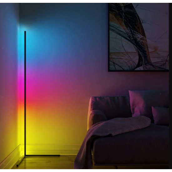 RGB Γωνιακό Επιδαπέδιο Ατμοσφαιρικό Φωτιστικό Αλουμινίου Ράγα LED με Τηλεχειρισμό 1,45cm – Μαύρο OEM 