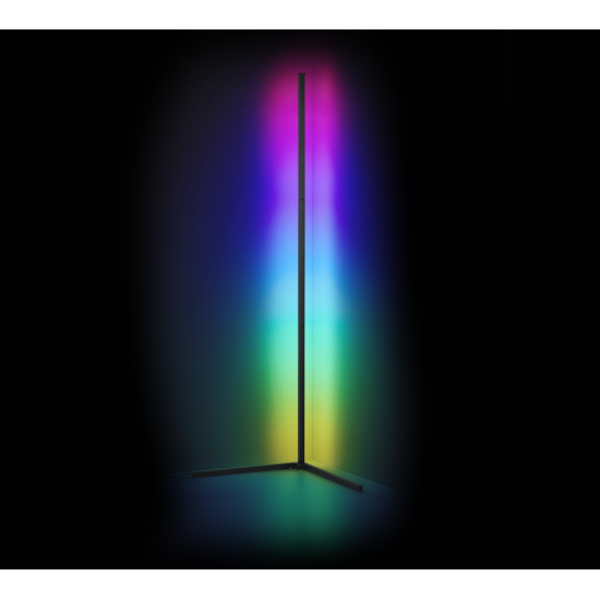 RGB Γωνιακό Επιδαπέδιο Ατμοσφαιρικό Φωτιστικό Αλουμινίου Ράγα LED με Τηλεχειρισμό 1,45cm – Μαύρο OEM 