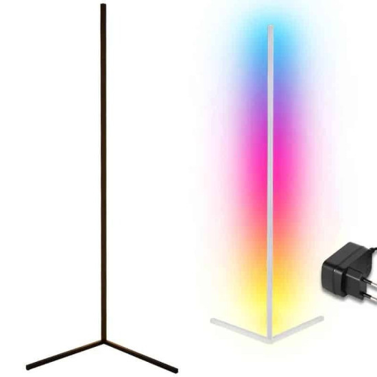 RGB Γωνιακό Επιδαπέδιο Ατμοσφαιρικό Φωτιστικό Αλουμινίου Ράγα LED με Τηλεχειρισμό 1,45cm – Μαύρο OEM 