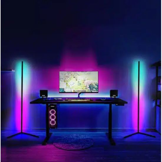 RGB Γωνιακό Επιδαπέδιο Ατμοσφαιρικό Φωτιστικό Αλουμινίου Ράγα LED με Τηλεχειρισμό 1,45cm – Μαύρο OEM 