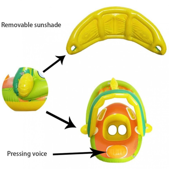 Βρεφικό - Παιδικό Φουσκωτό Σωσίβιο με Λαβές & Σκίαστρο 70cm Βάτραχος Πράσινος - ΟΕΜ Βρεφικό - Παιδικό Φουσκωτό Σωσίβιο με Λαβές & Σκίαστρο 70cm Βάτραχος Πράσινος - ΟΕΜ