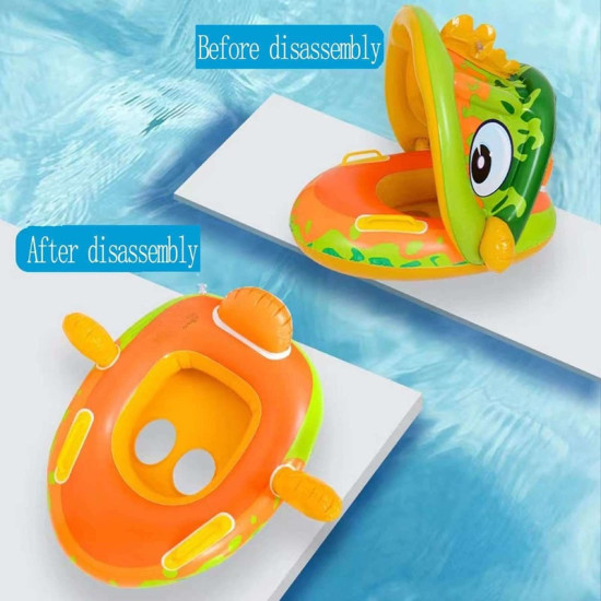 Βρεφικό - Παιδικό Φουσκωτό Σωσίβιο με Λαβές & Σκίαστρο 70cm Βάτραχος Πράσινος - ΟΕΜ Βρεφικό - Παιδικό Φουσκωτό Σωσίβιο με Λαβές & Σκίαστρο 70cm Βάτραχος Πράσινος - ΟΕΜ