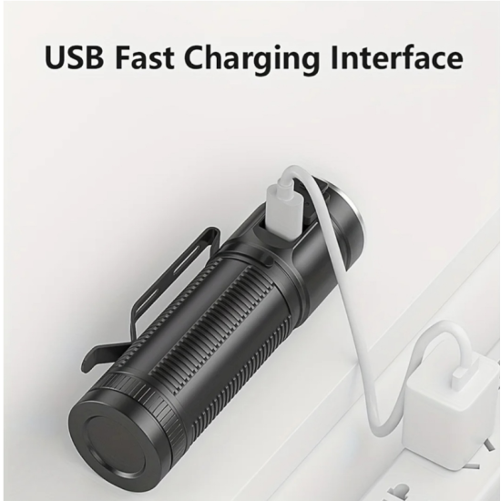 Mίνι επαναφορτιζόμενος φακός χειρός με μπαταρία 3.7V - OEM