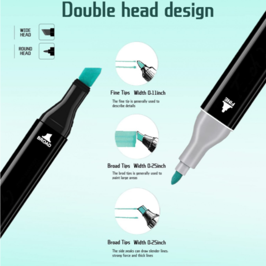 Σετ Επαγγελματικοί Μαρκαδόροι Ζωγραφικής 168 Τεμαχίων Με Δυο Μύτες, Double-sided Highlights – ΟΕΜ