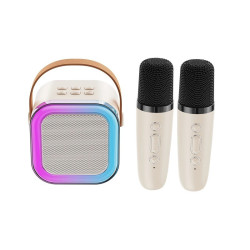 Ασύρματο Ηχείο Bluetooth με 2 μικρόφωνα Karaoke K12 Μπεζ