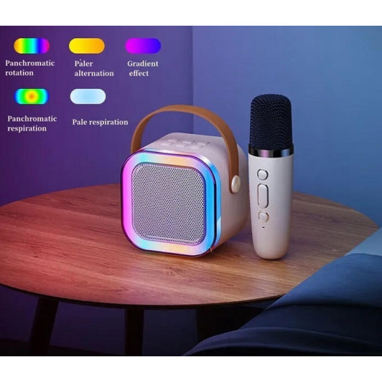 Ασύρματο Ηχείο Bluetooth με 2 μικρόφωνα Karaoke K12 Μπεζ