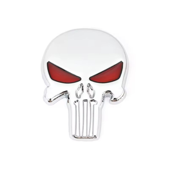Αυτοκόλλητο μεταλλικό “Punisher” 5.8cm x 4.8cm Ασημί- Κόκκινο - ΟΕΜ