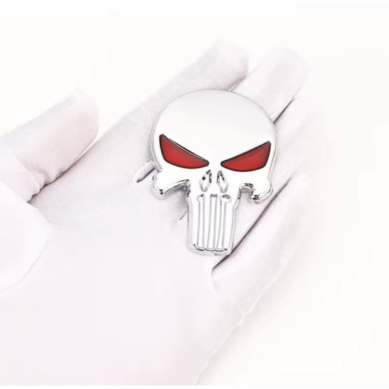 Αυτοκόλλητο μεταλλικό “Punisher” 5.8cm x 4.8cm Ασημί- Κόκκινο - ΟΕΜ
