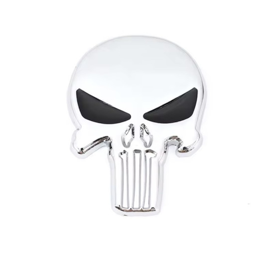 Αυτοκόλλητο μεταλλικό “Punisher” 5.8cm x 4.8cm Ασημί- Μαύρο - ΟΕΜ