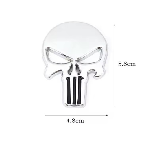 Αυτοκόλλητο μεταλλικό “Punisher” 5.8cm x 4.8cm Ασημί- Μαύρο - ΟΕΜ