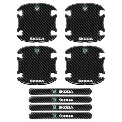 Προστατευτικά Πόρτας Αυτοκινήτου Carbon Μαύρα Σετ 8τμχ SKODA  - ΟΕΜ