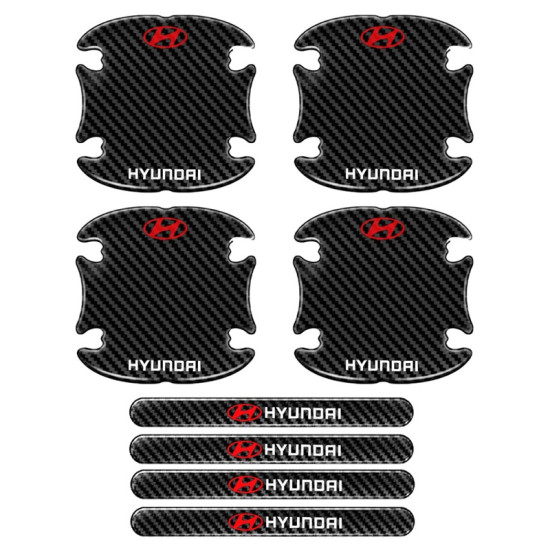 Προστατευτικά Πόρτας Αυτοκινήτου Carbon Μαύρα Σετ 8τμχ HUYNDAI - ΟΕΜ