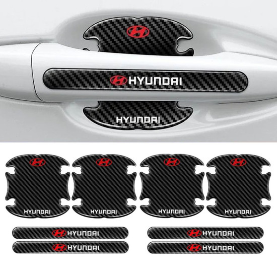 Προστατευτικά Πόρτας Αυτοκινήτου Carbon Μαύρα Σετ 8τμχ HUYNDAI - ΟΕΜ