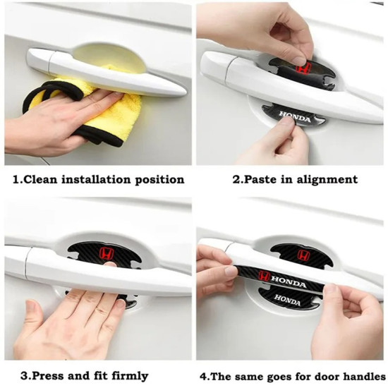 Προστατευτικά Πόρτας Αυτοκινήτου Carbon Μαύρα Σετ 8τμχ HONDA - ΟΕΜ