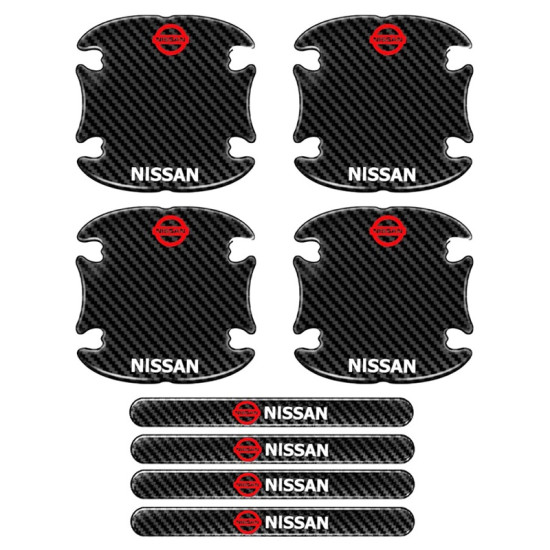 Προστατευτικά Πόρτας Αυτοκινήτου Carbon Μαύρα Σετ 8τμχ NISSAN - ΟΕΜ