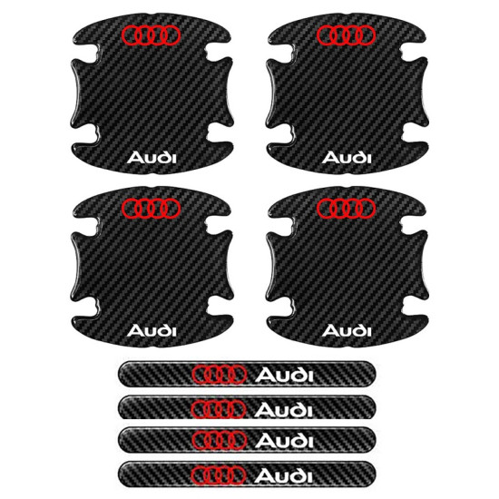Προστατευτικά Πόρτας Αυτοκινήτου Carbon Μαύρα Σετ 8τμχ AUDI - ΟΕΜ
