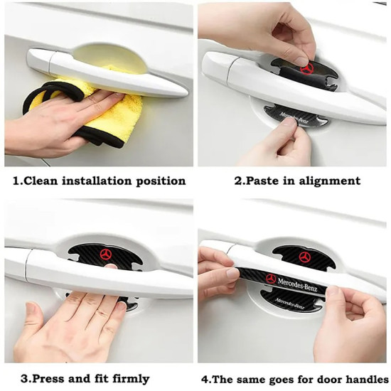 Προστατευτικά Πόρτας Αυτοκινήτου Carbon Μαύρα Σετ 8τμχ MERCEDES - ΟΕΜ